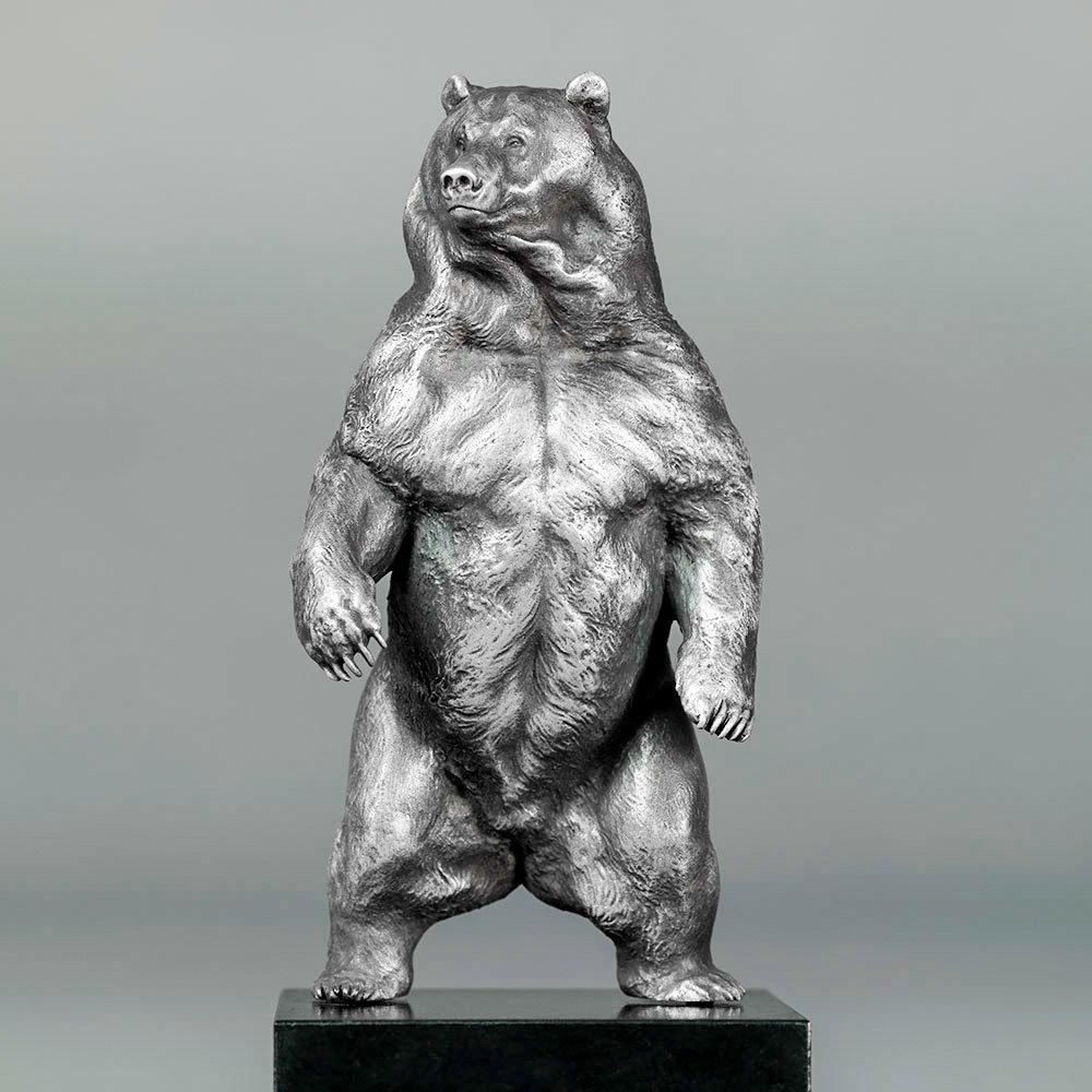 Kodiak Brown Bear (Indomitable - Silver Miniature) by Kelly John